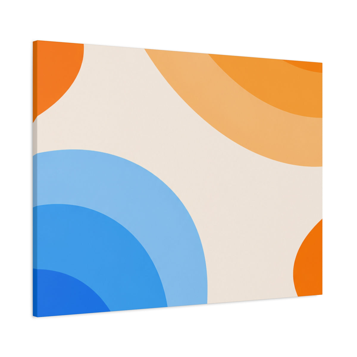 Retro Blue & Orange Abstract Canvas Wall Art | Modern Geometric Matte Canvas Print