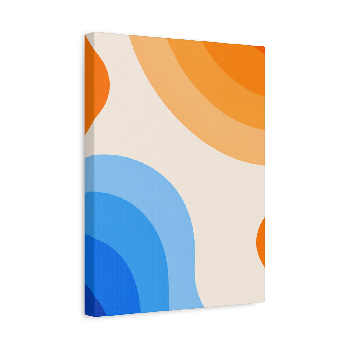 Retro Blue & Orange Abstract Canvas Wall Art | Modern Geometric Matte Canvas Print