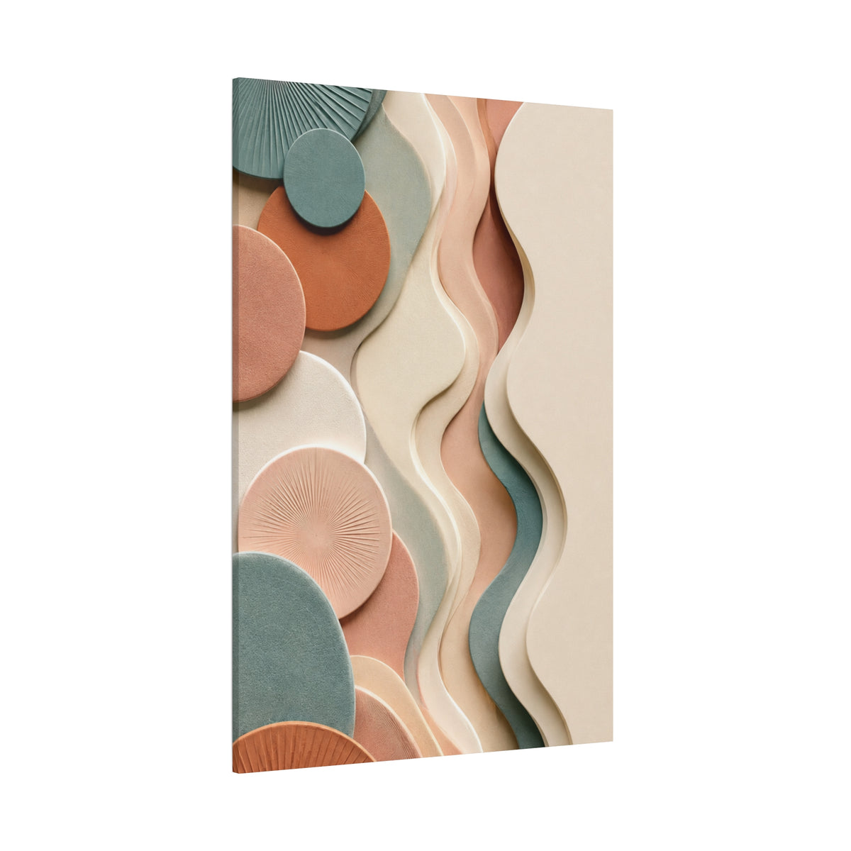 Earthy Flow Abstract Matte Canvas Wall Art — Sage, Terracotta & Cream