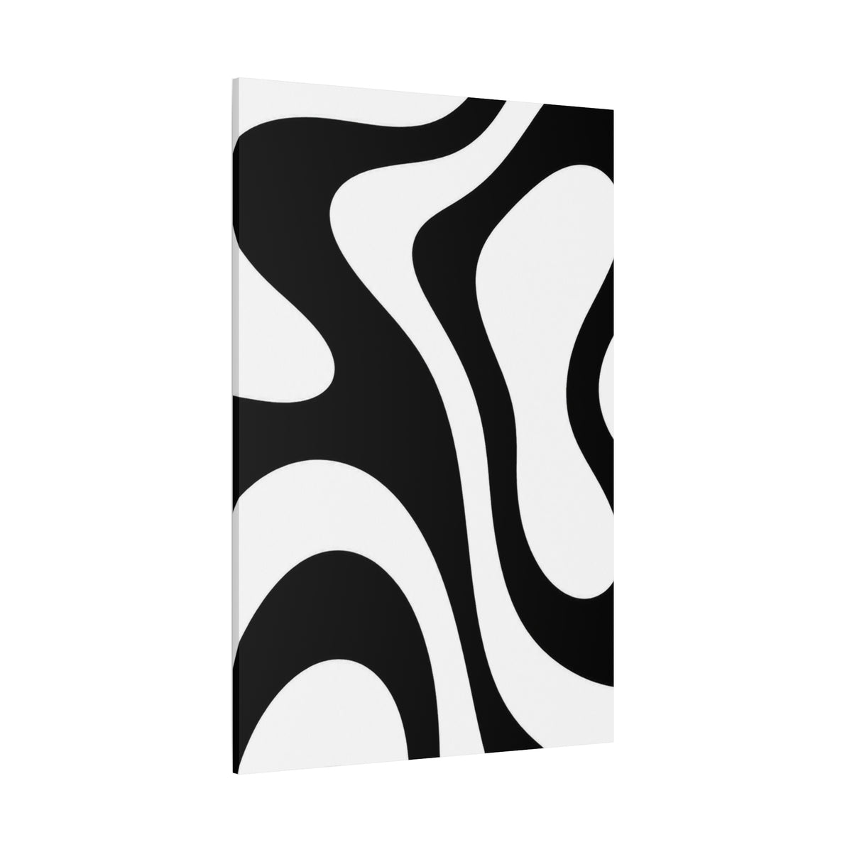 Abstract Black & White Waves Canvas Print — Modern Minimalist Wall Art