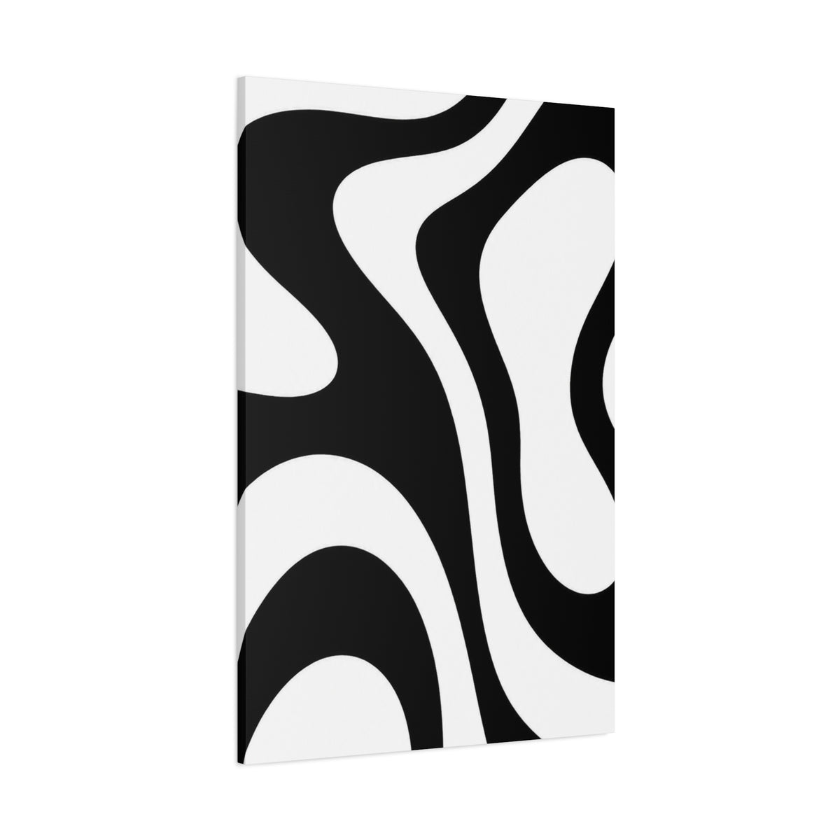 Abstract Black & White Waves Canvas Print — Modern Minimalist Wall Art