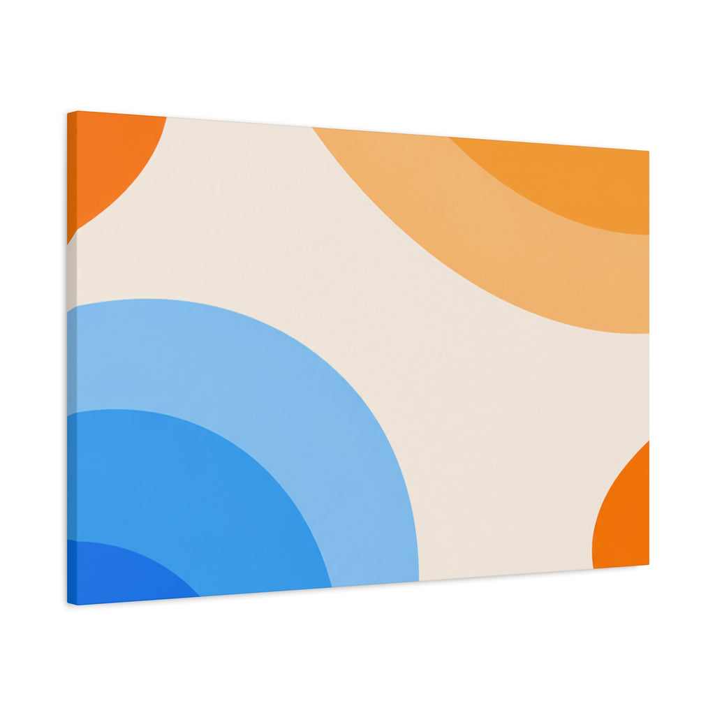 Retro Blue & Orange Abstract Canvas Wall Art | Modern Geometric Matte Canvas Print