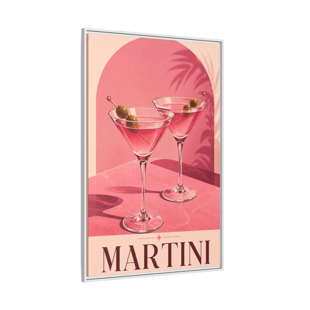 Martini Wall Art Canvas — Framed Pink Cocktail Canvas