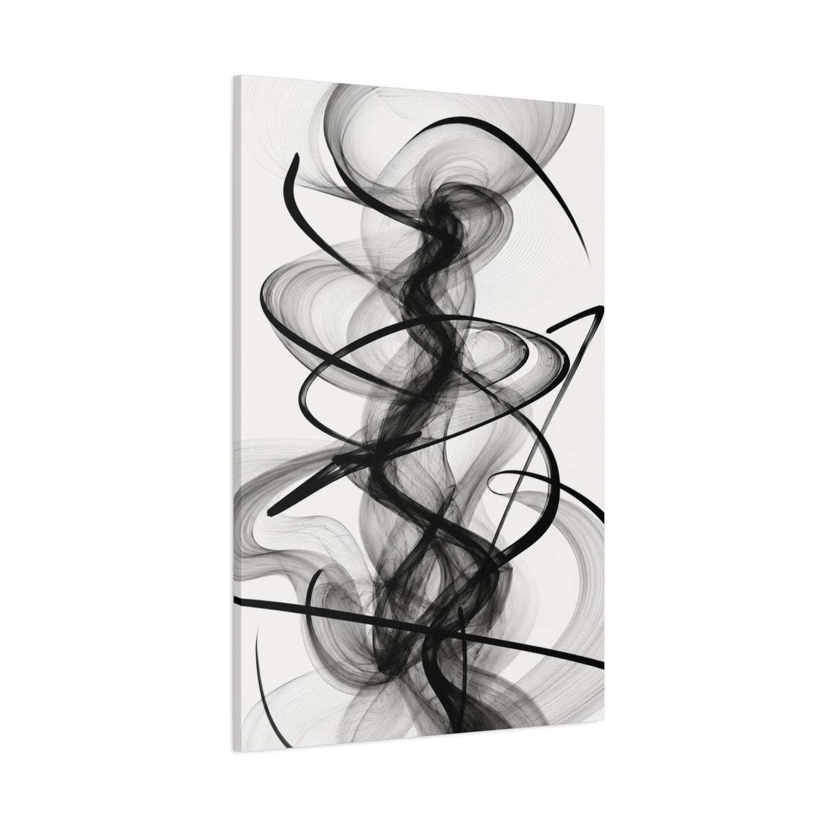 Abstract Black Smoke Vertical Canvas Art – Modern Minimalist Wall Decor for Living Room & Bedroom