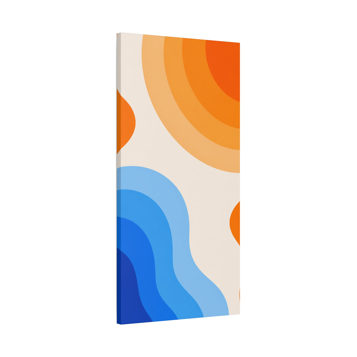 Retro Blue & Orange Abstract Canvas Wall Art | Modern Geometric Matte Canvas Print