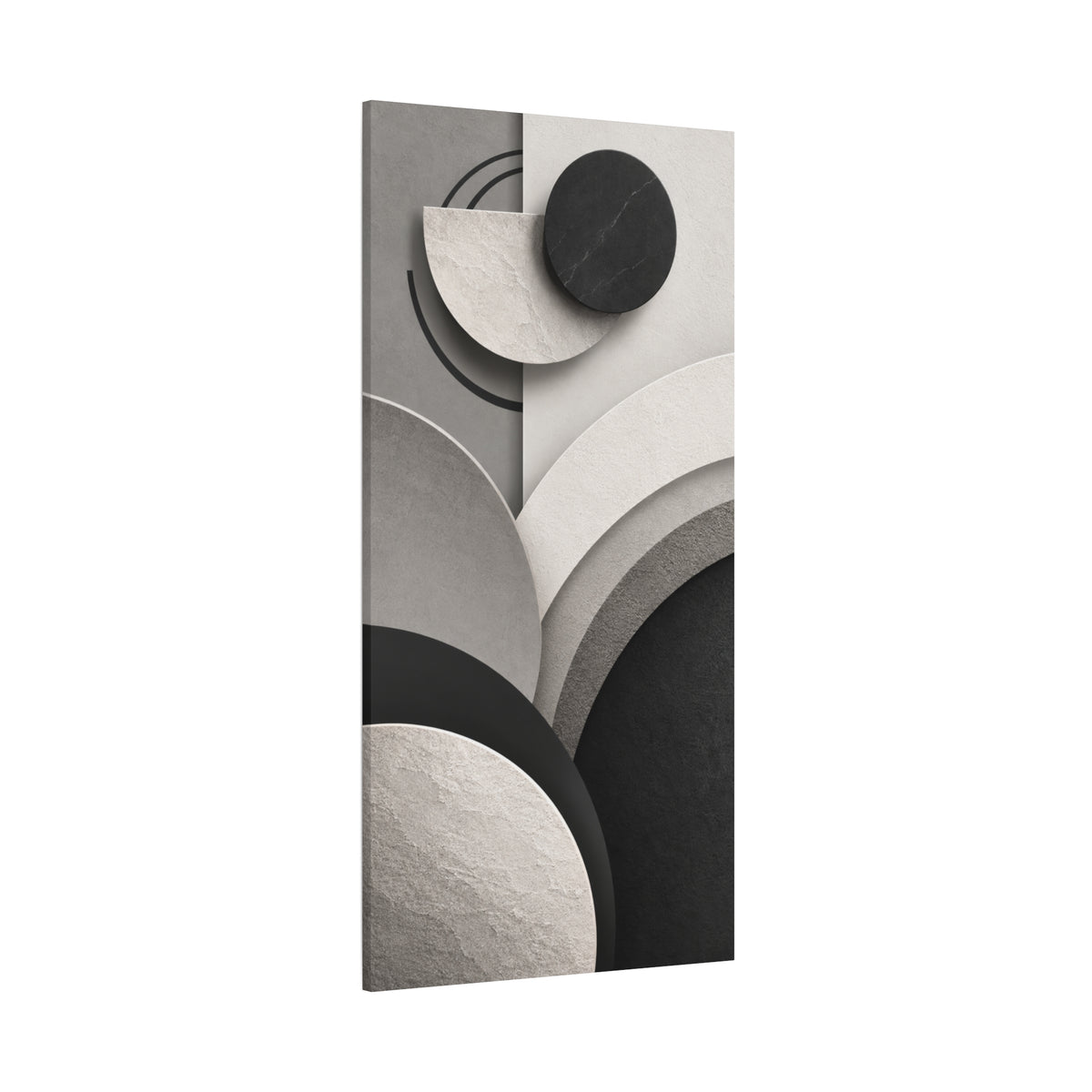 Modern Monochrome Geometric Canvas Wall Art — Abstract 3D Neutral Print