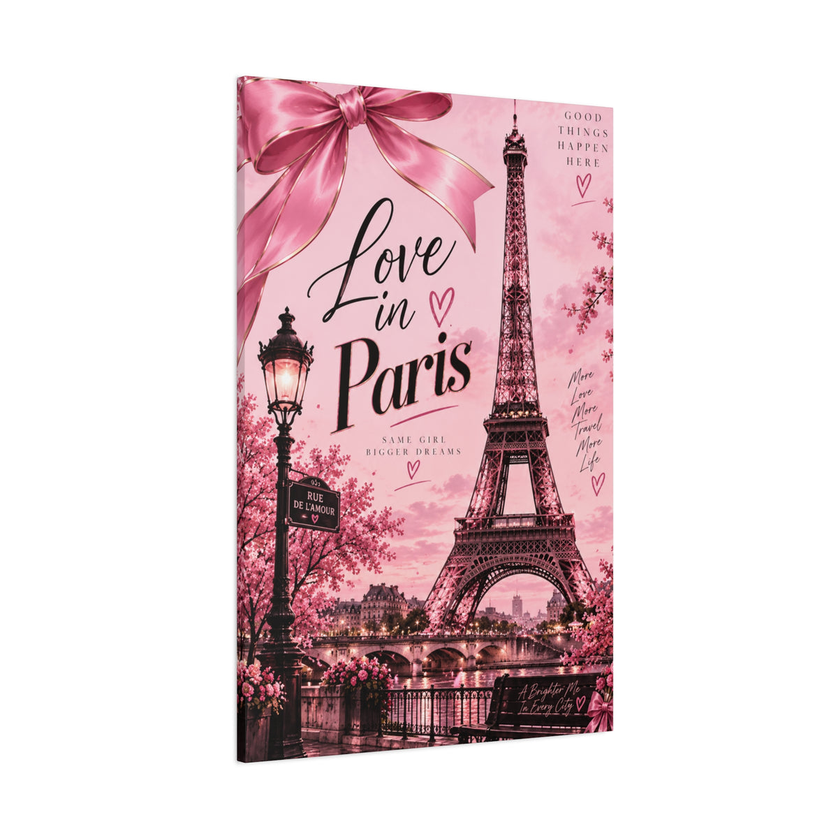 Parisian Dreams Pink Eiffel Tower Matte Canvas Wall Art – Romantic Paris Décor