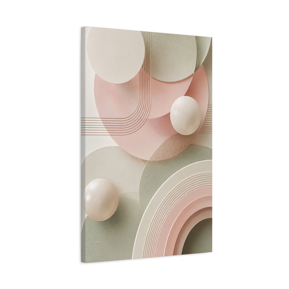 Blush & Sage Harmony Matte Canvas Wall Art — Modern Geometric Neutral Decor