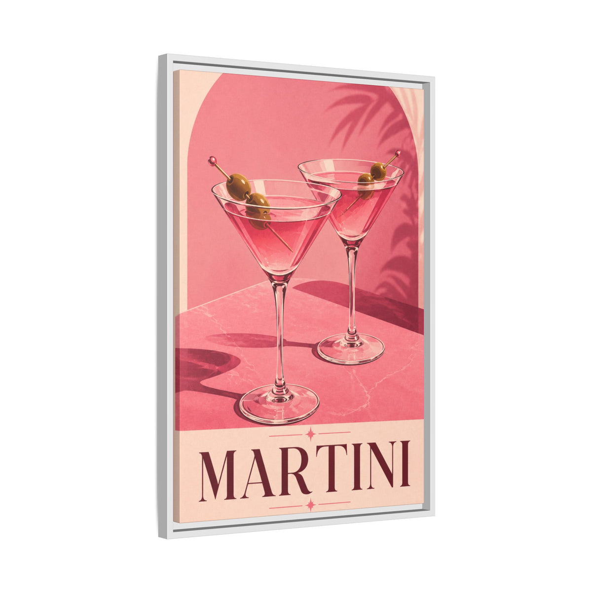 Martini Wall Art Canvas — Framed Pink Cocktail Canvas