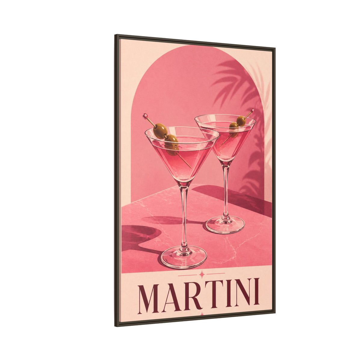 Martini Wall Art Canvas — Framed Pink Cocktail Canvas
