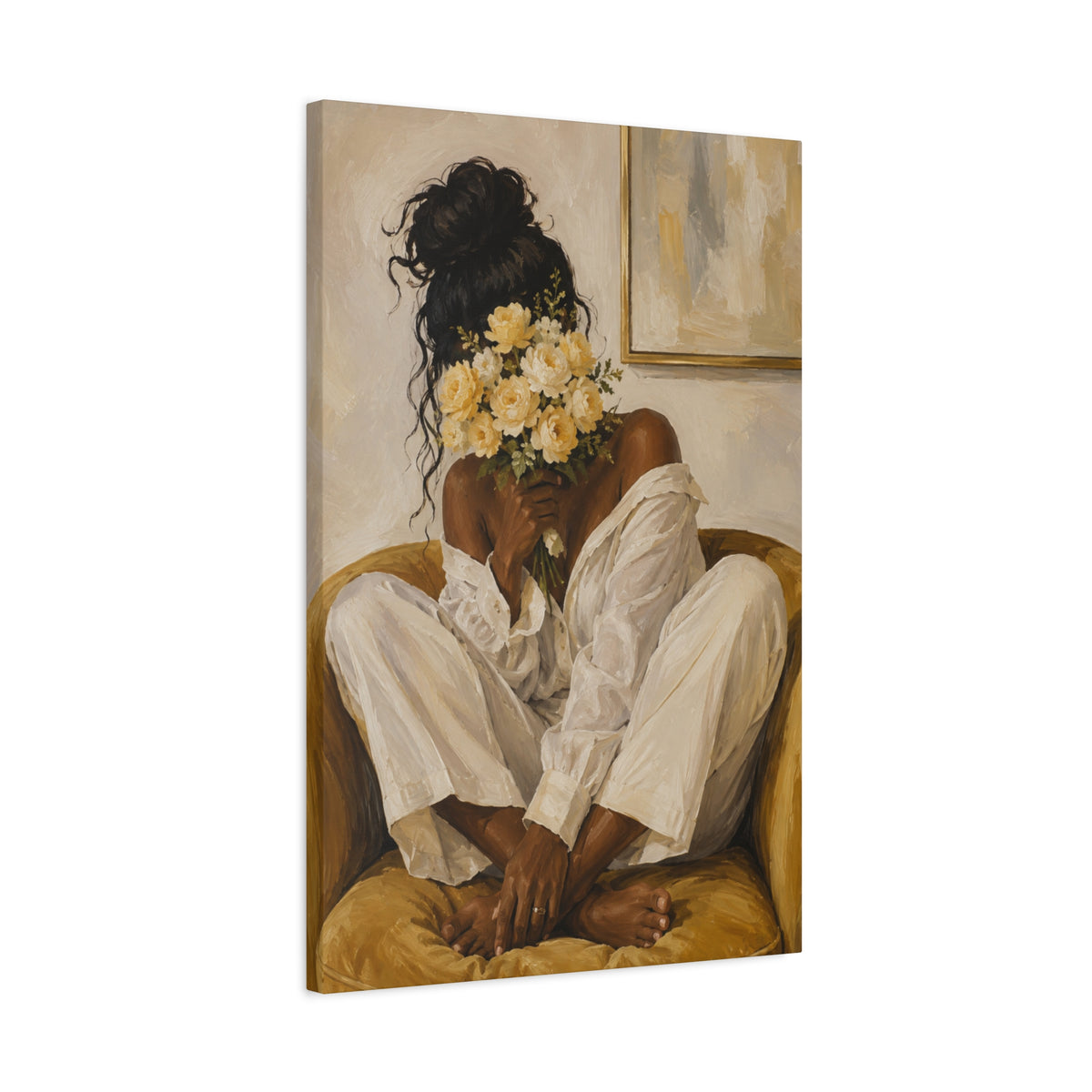 Quiet Bloom Matte Canvas Wall Art — Floral Portrait in Warm Neutral Tones