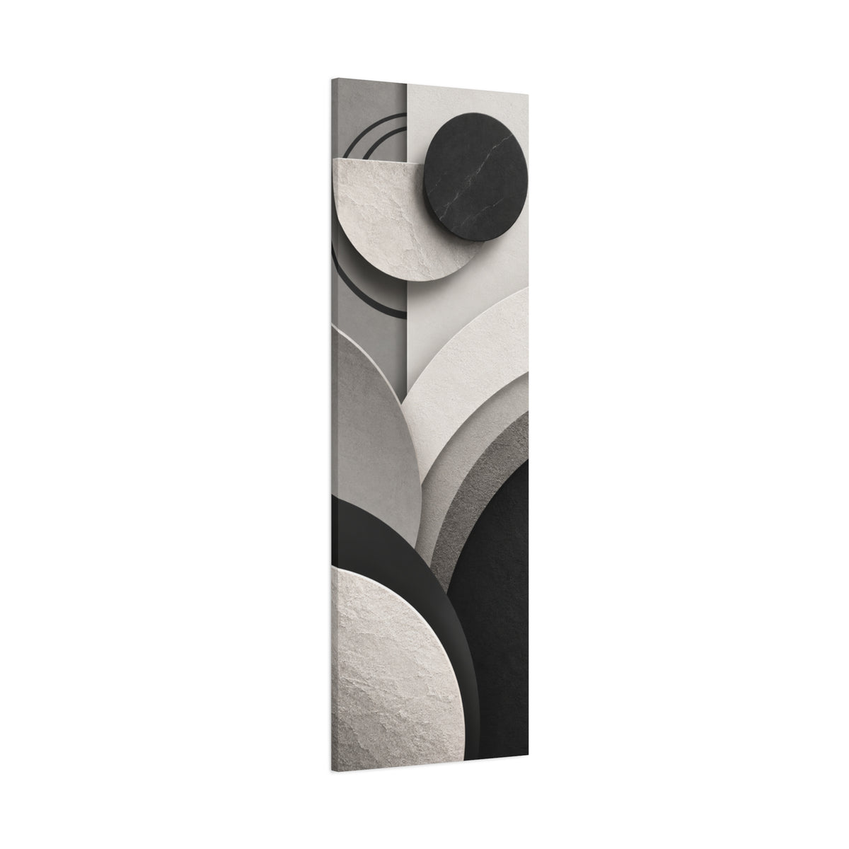 Modern Monochrome Geometric Canvas Wall Art — Abstract 3D Neutral Print