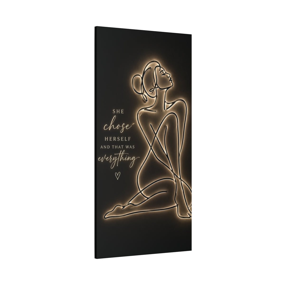 She Chose Herself Canvas Wall Art — Black & Gold Empowerment Line Art