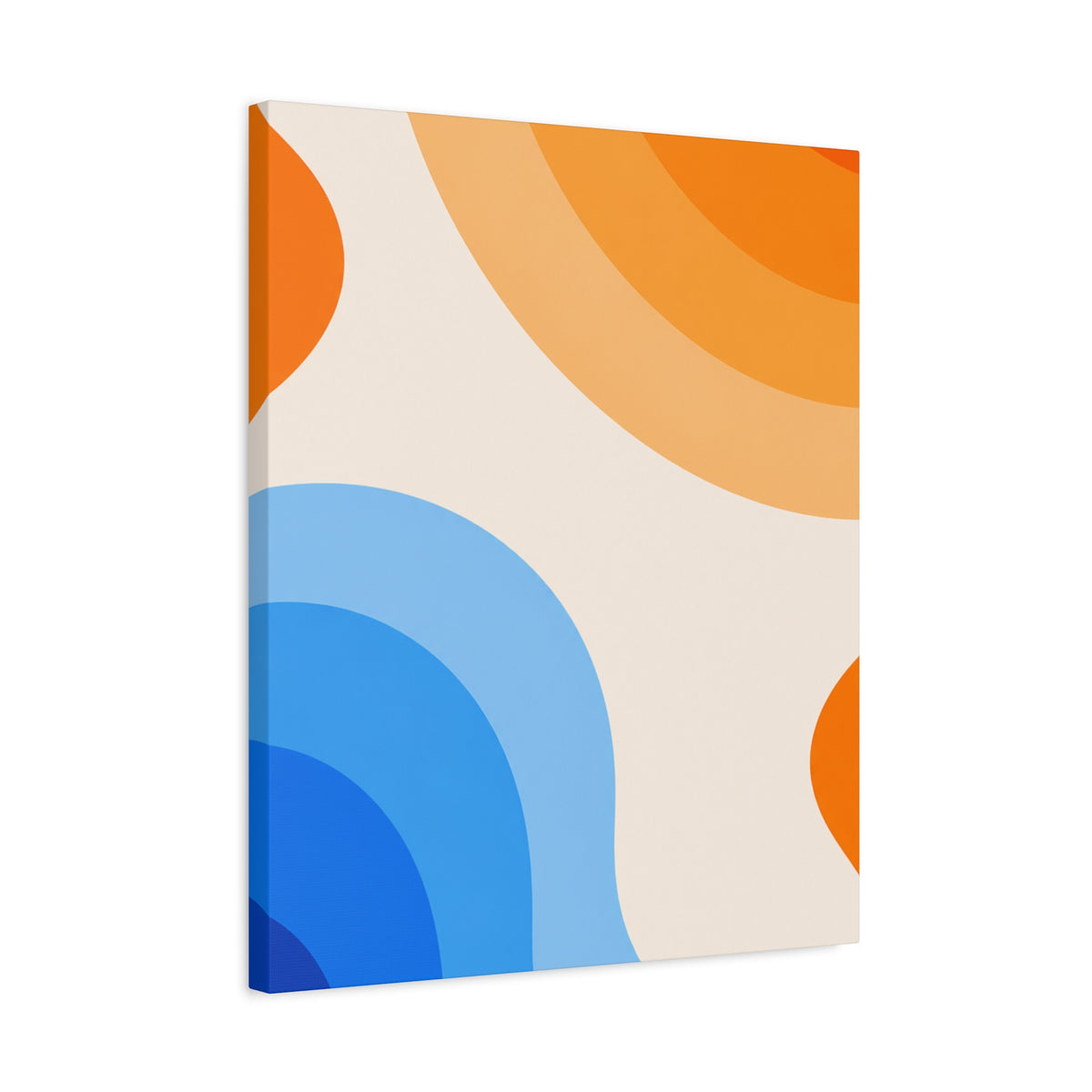 Retro Blue & Orange Abstract Canvas Wall Art | Modern Geometric Matte Canvas Print