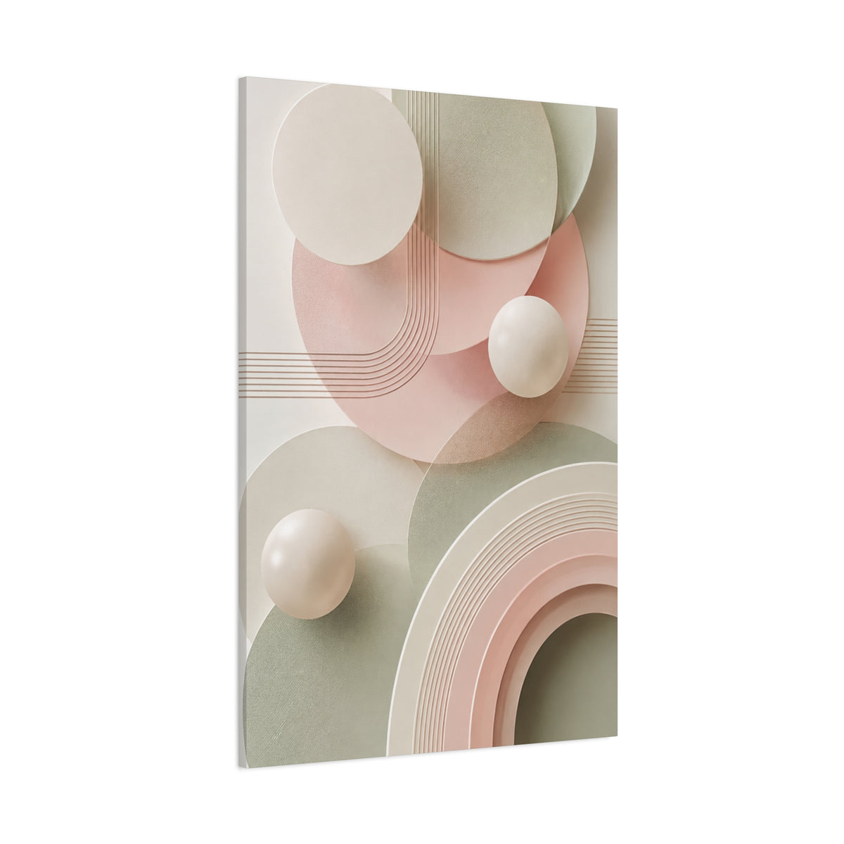 Blush & Sage Harmony Matte Canvas Wall Art — Modern Geometric Neutral Decor