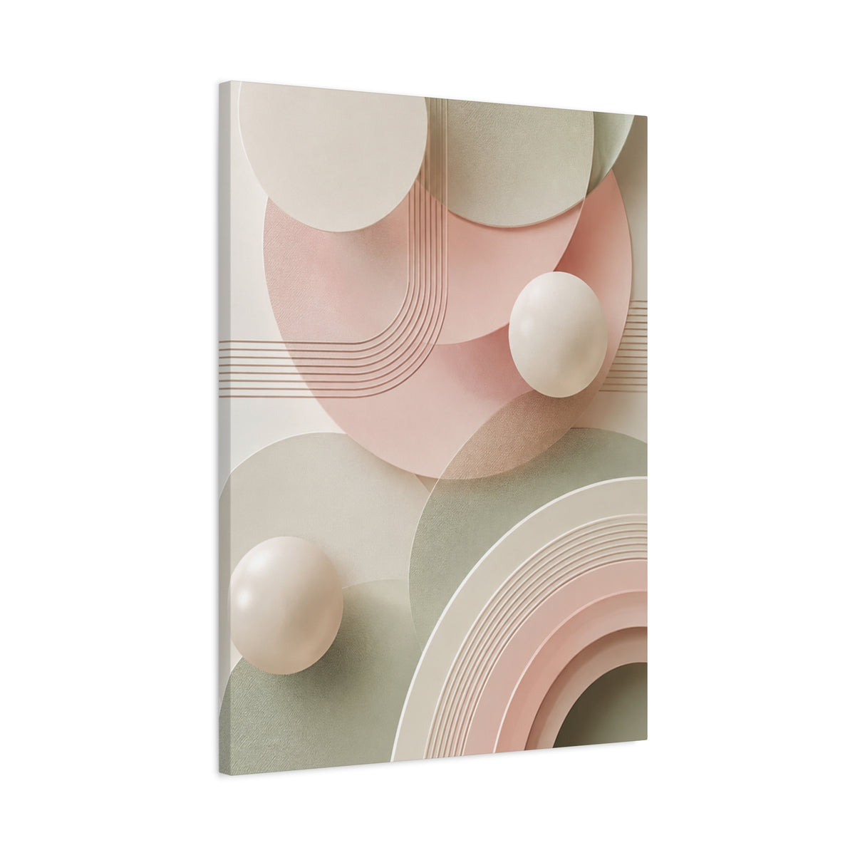 Blush & Sage Harmony Matte Canvas Wall Art — Modern Geometric Neutral Decor