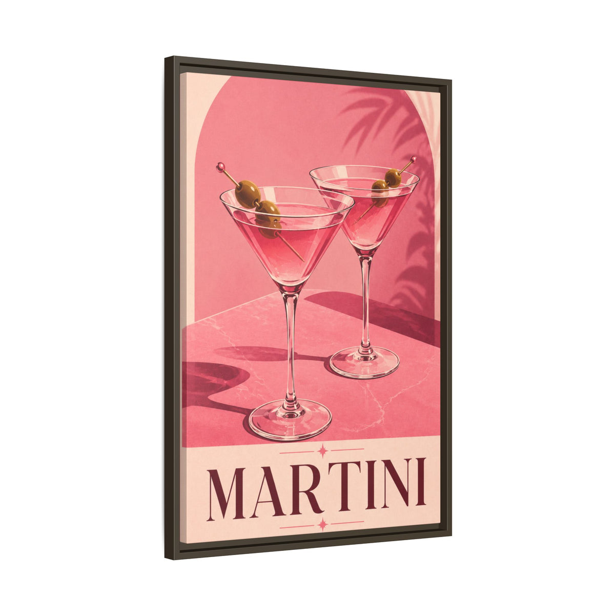 Martini Wall Art Canvas — Framed Pink Cocktail Canvas