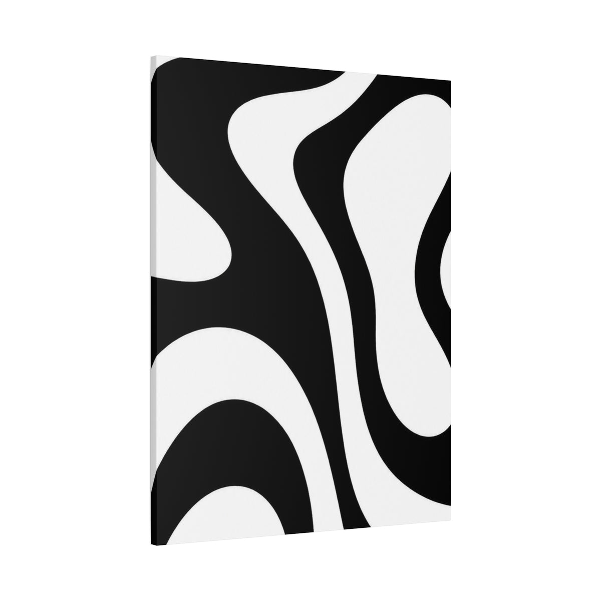 Abstract Black & White Waves Canvas Print — Modern Minimalist Wall Art