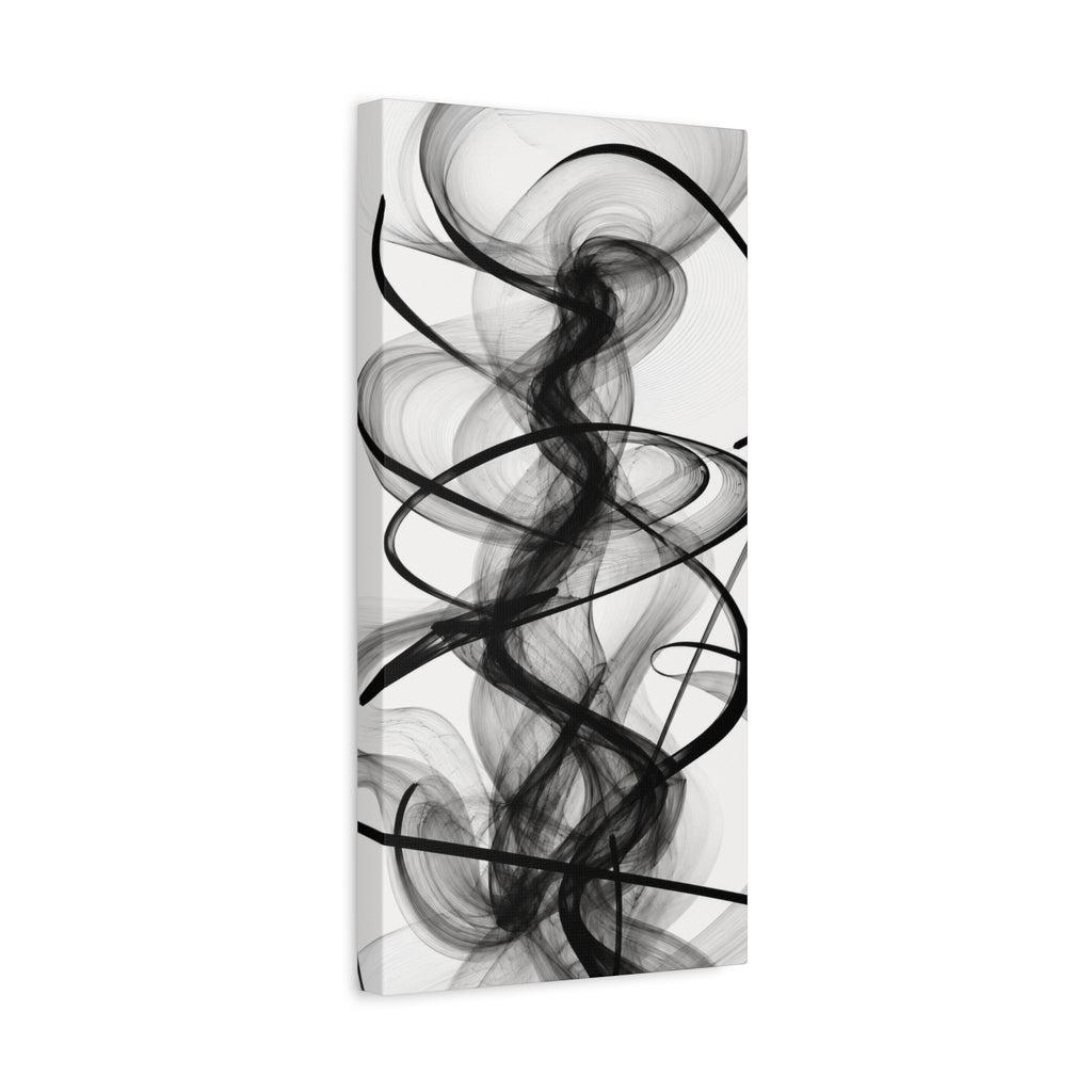 Abstract Black Smoke Vertical Canvas Art – Modern Minimalist Wall Decor for Living Room & Bedroom