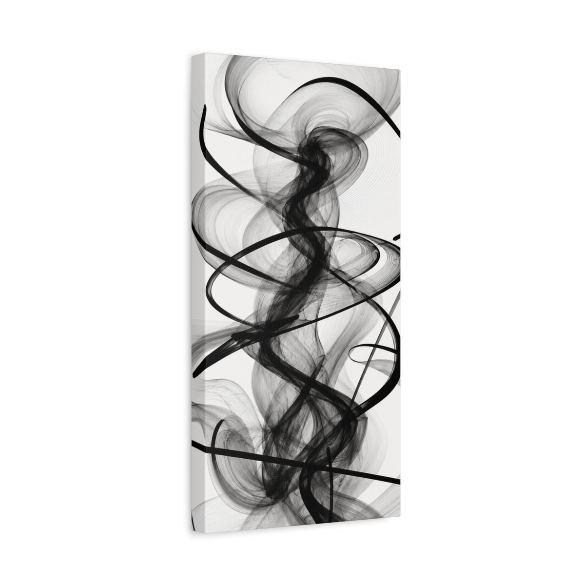 Abstract Black Smoke Vertical Canvas Art – Modern Minimalist Wall Decor for Living Room & Bedroom