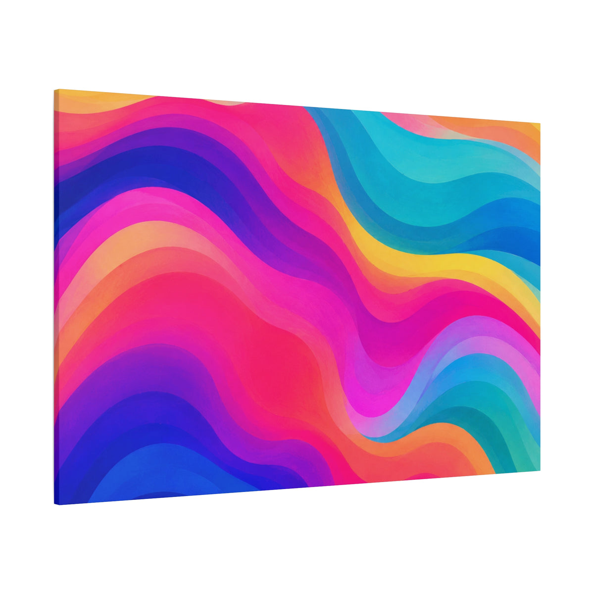 Vibrant Rainbow Wave Canvas Wall Art | Modern Abstract Gradient Matte Canvas Print