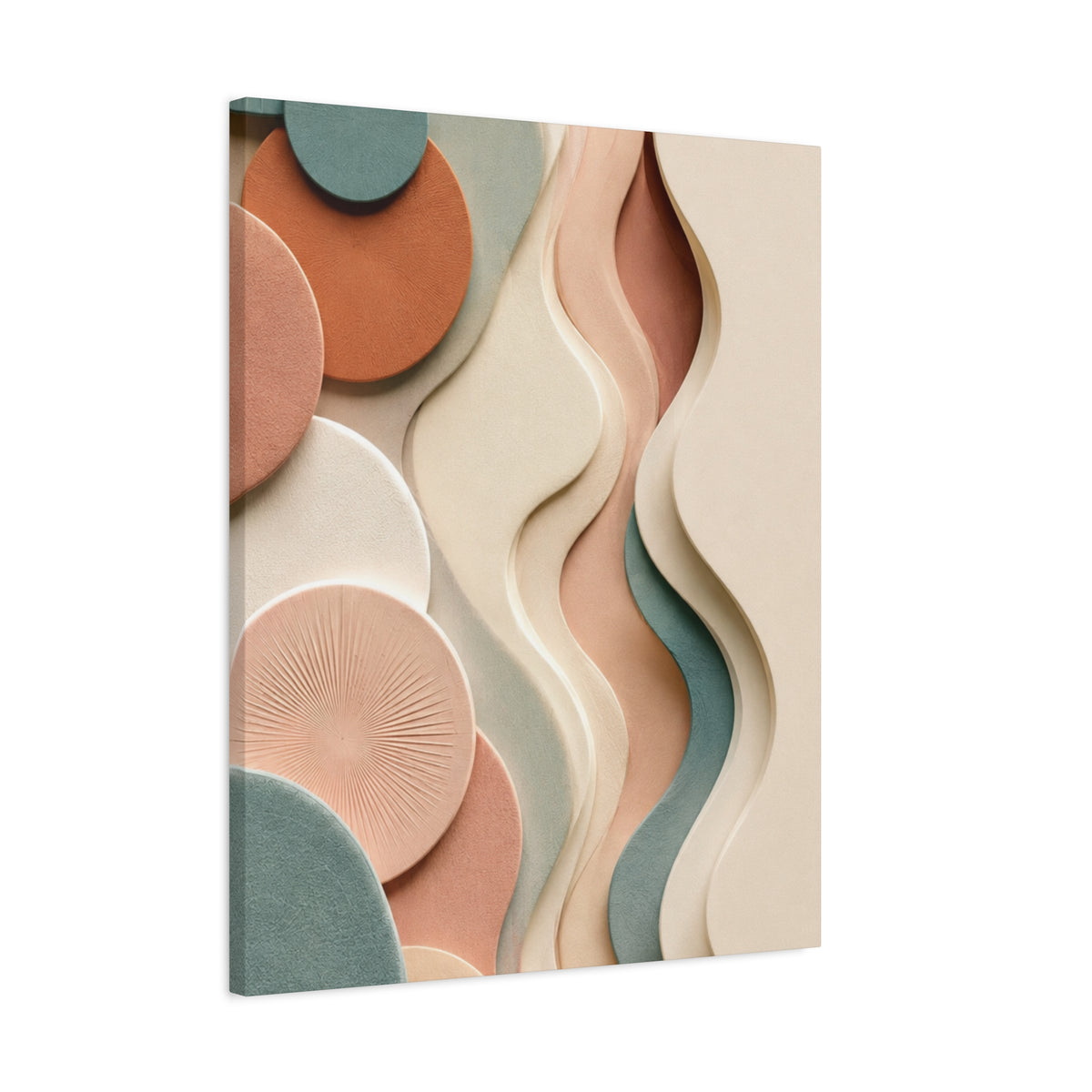 Earthy Flow Abstract Matte Canvas Wall Art — Sage, Terracotta & Cream