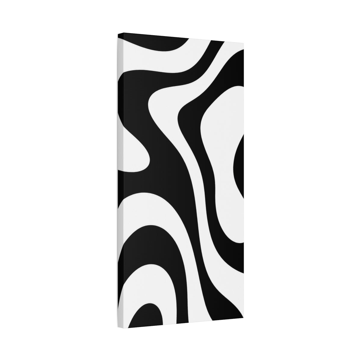 Abstract Black & White Waves Canvas Print — Modern Minimalist Wall Art