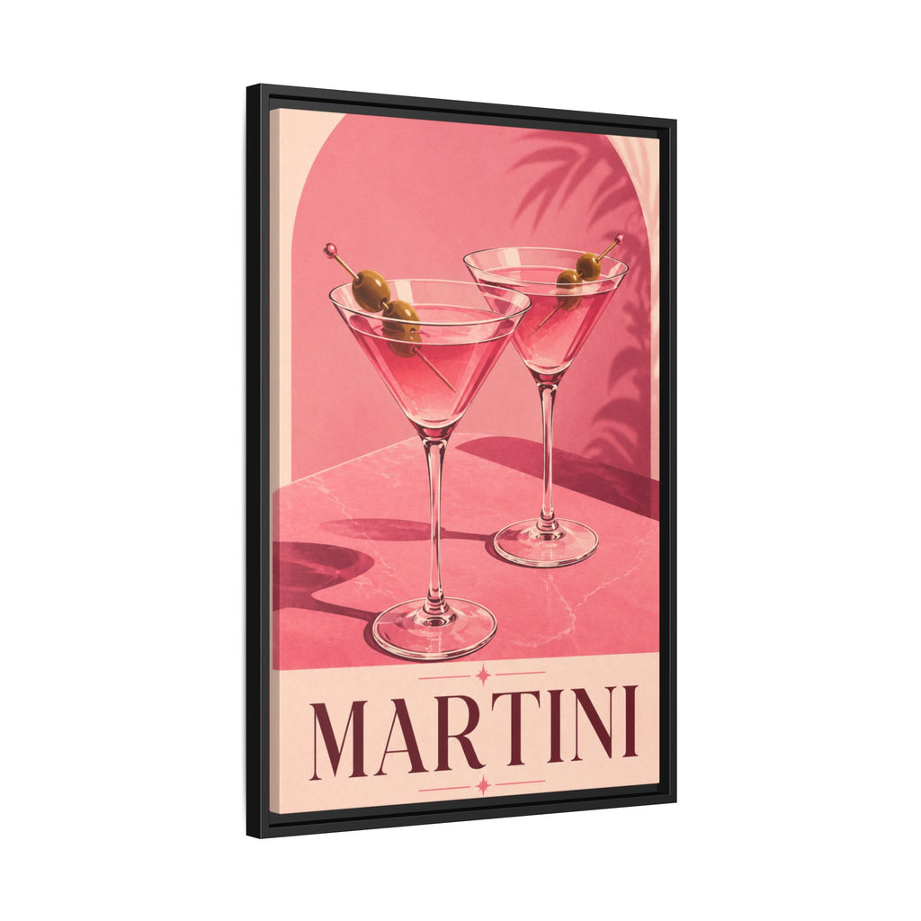 Martini Wall Art Canvas — Framed Pink Cocktail Canvas
