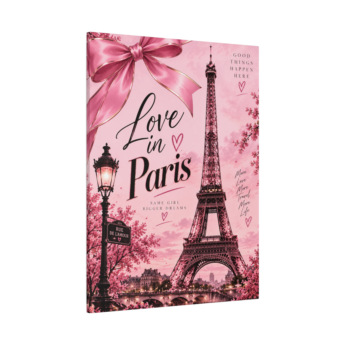 Parisian Dreams Pink Eiffel Tower Matte Canvas Wall Art – Romantic Paris Décor