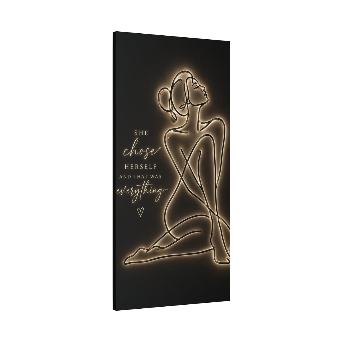 She Chose Herself Canvas Wall Art — Black & Gold Empowerment Line Art