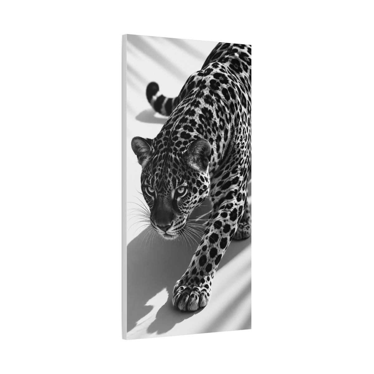 Black & White Leopard Canvas Wall Art – Modern Wildlife Stretched Canvas Home Decor
