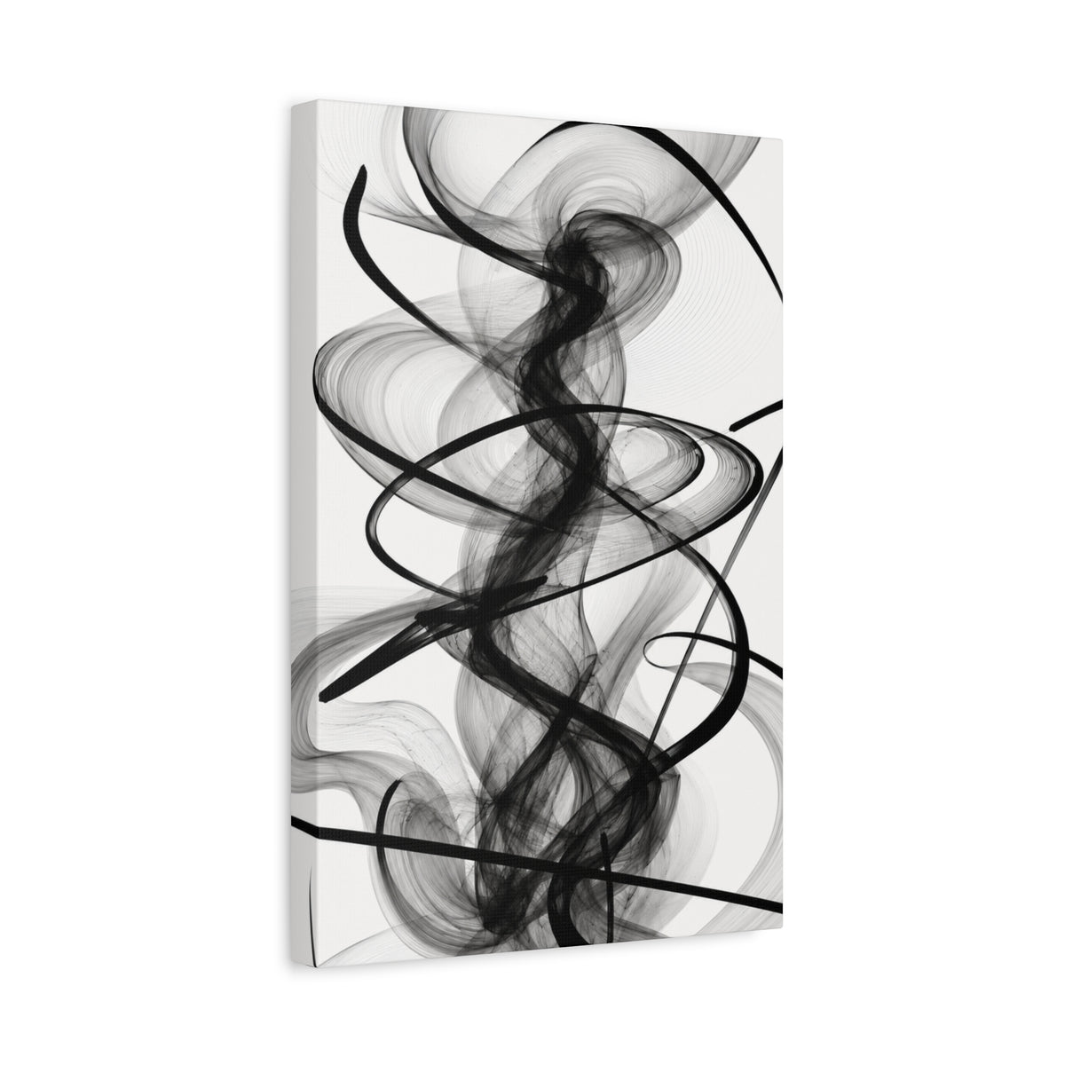 Abstract Black Smoke Vertical Canvas Art – Modern Minimalist Wall Decor for Living Room & Bedroom