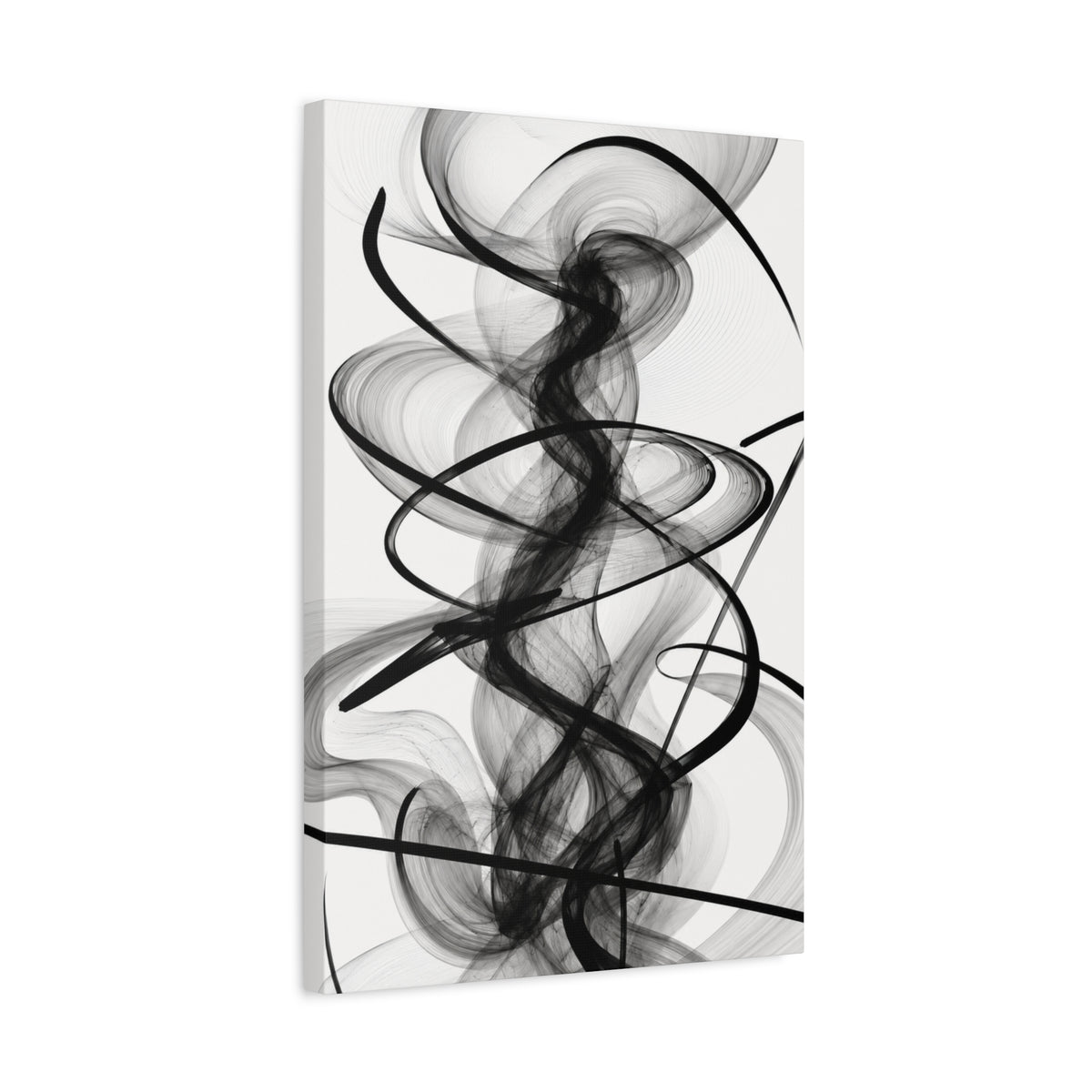 Abstract Black Smoke Vertical Canvas Art – Modern Minimalist Wall Decor for Living Room & Bedroom
