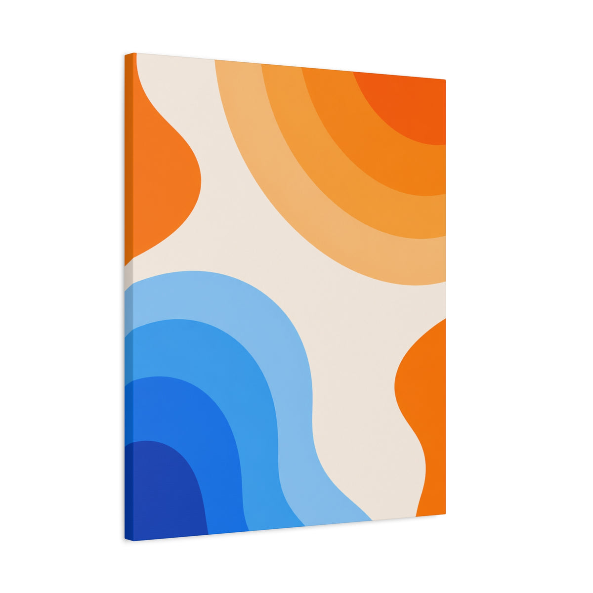Retro Blue & Orange Abstract Canvas Wall Art | Modern Geometric Matte Canvas Print