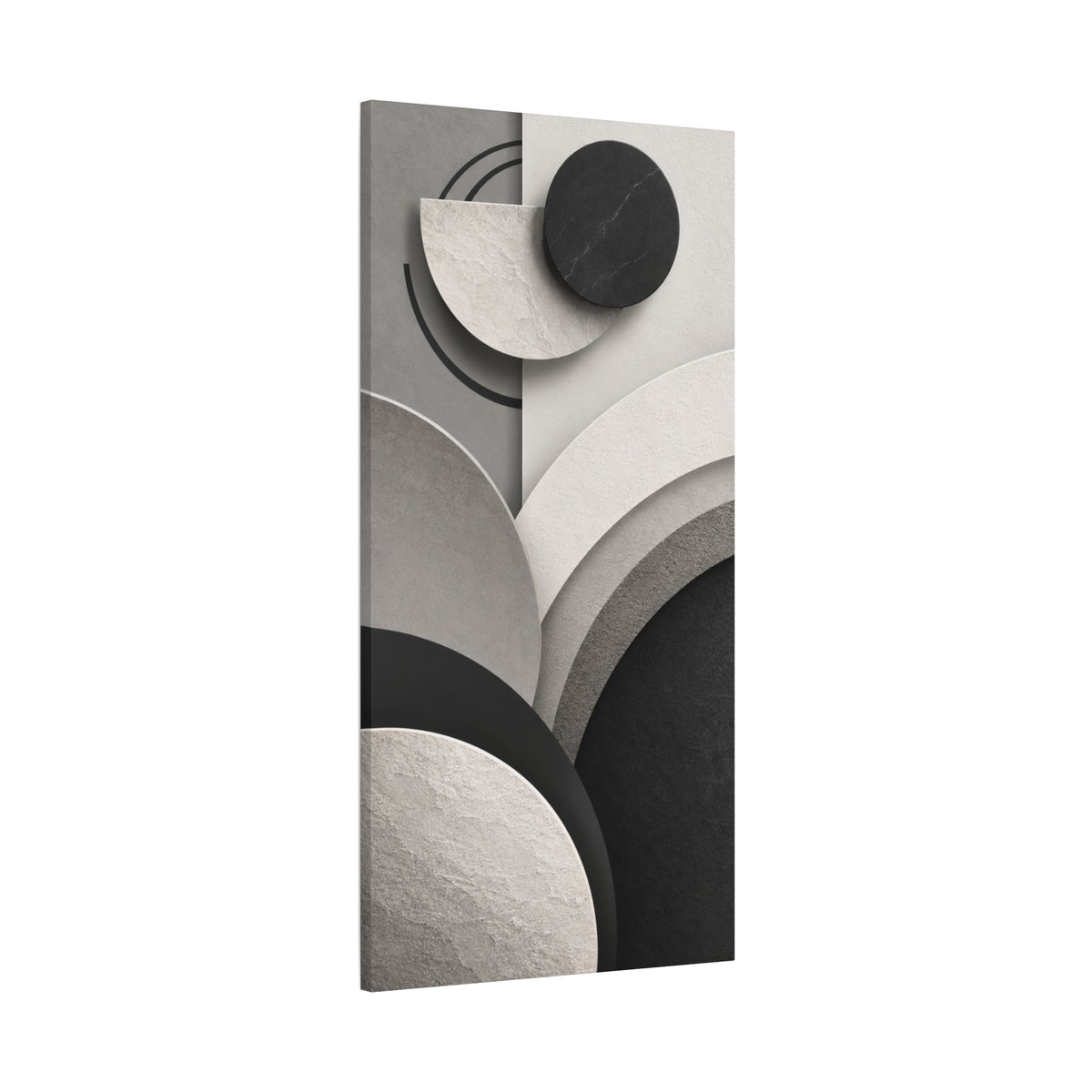 Modern Monochrome Geometric Canvas Wall Art — Abstract 3D Neutral Print
