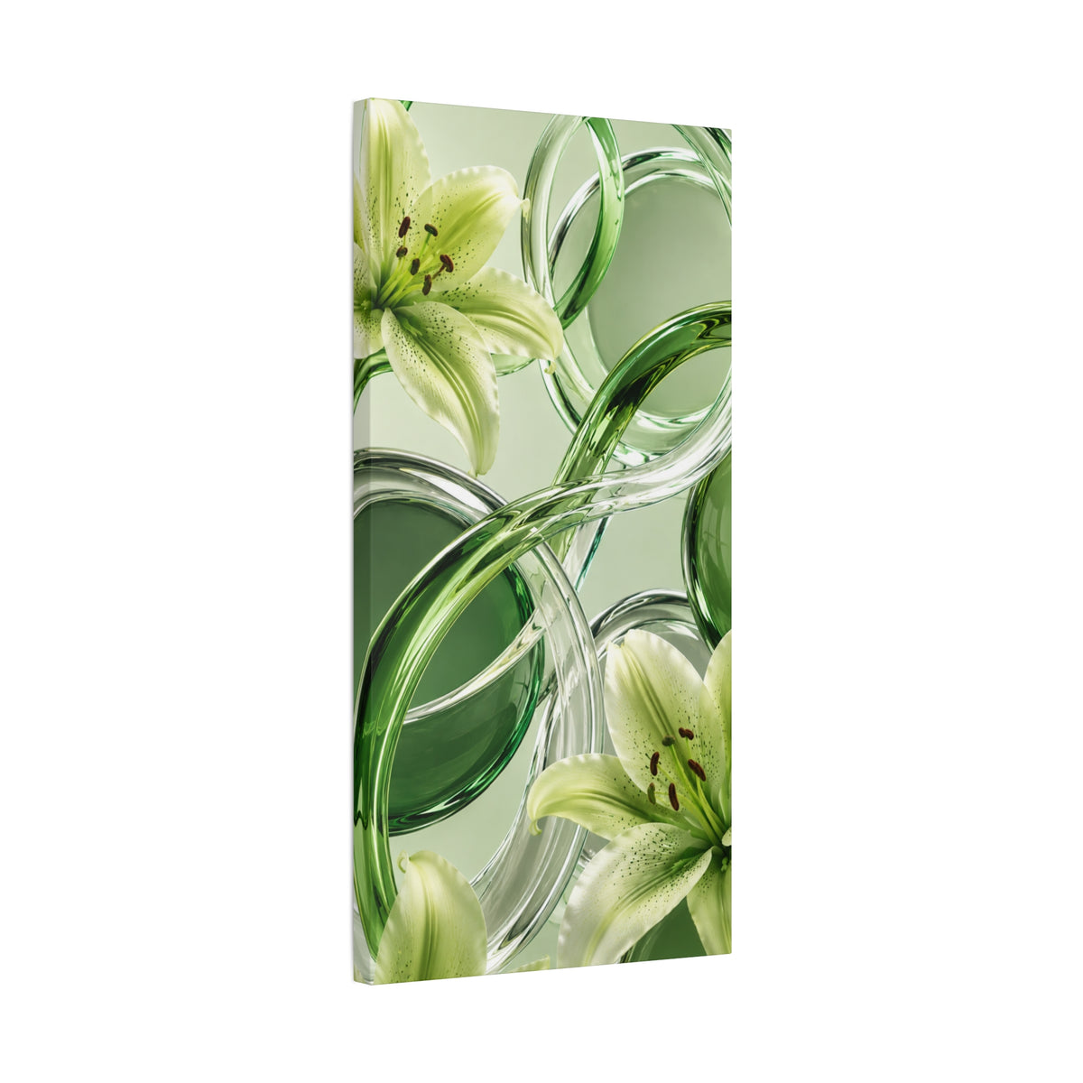 Green Glass Abstract Canvas Wall Art | Modern Botanical Canvas Print | Luxury Minimalist Wall Decor | Living Room Artwork