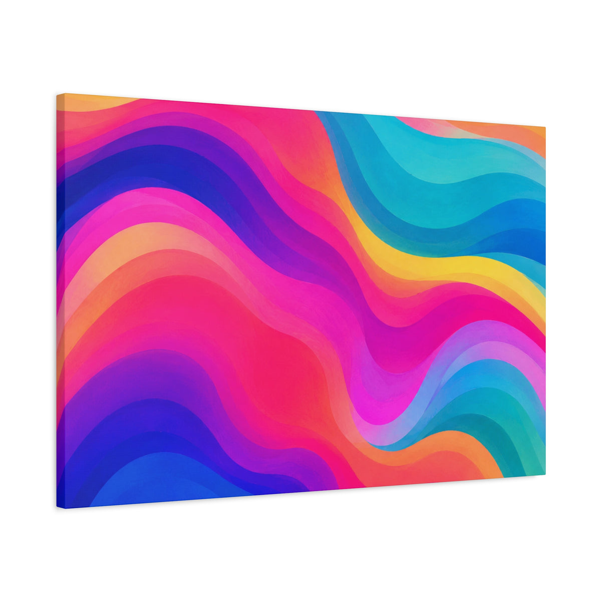 Vibrant Rainbow Wave Canvas Wall Art | Modern Abstract Gradient Matte Canvas Print
