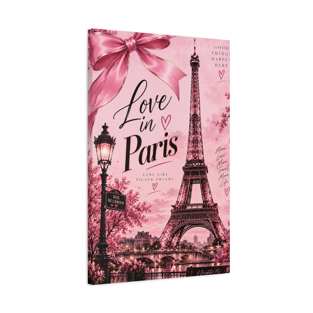 Parisian Dreams Pink Eiffel Tower Matte Canvas Wall Art – Romantic Paris Décor
