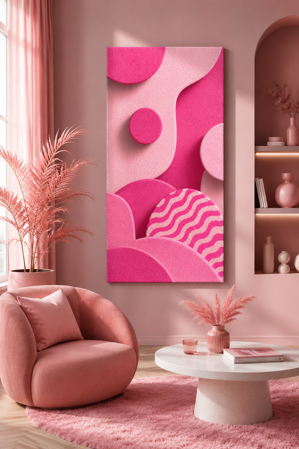 Abstract Pink Waves Matte Canvas Print — Stretched Wall Art