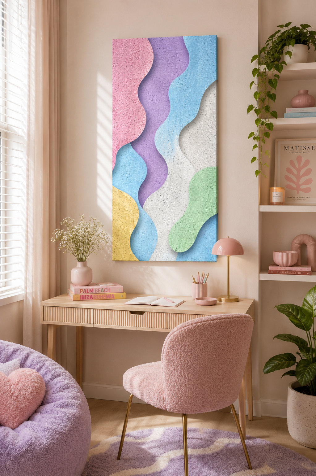 Pastel Abstract Canvas Wall Art | Modern Paper Cut Wall Decor | Colorful Minimalist Canvas Print | Nursery, Bedroom & Living Room Decor