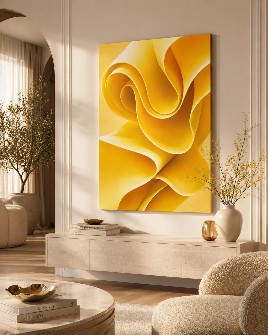 Yellow Abstract Canvas Wall Art | Modern Luxury Wall Decor | Minimalist Canvas Print | Living Room Art | Ready to Hang