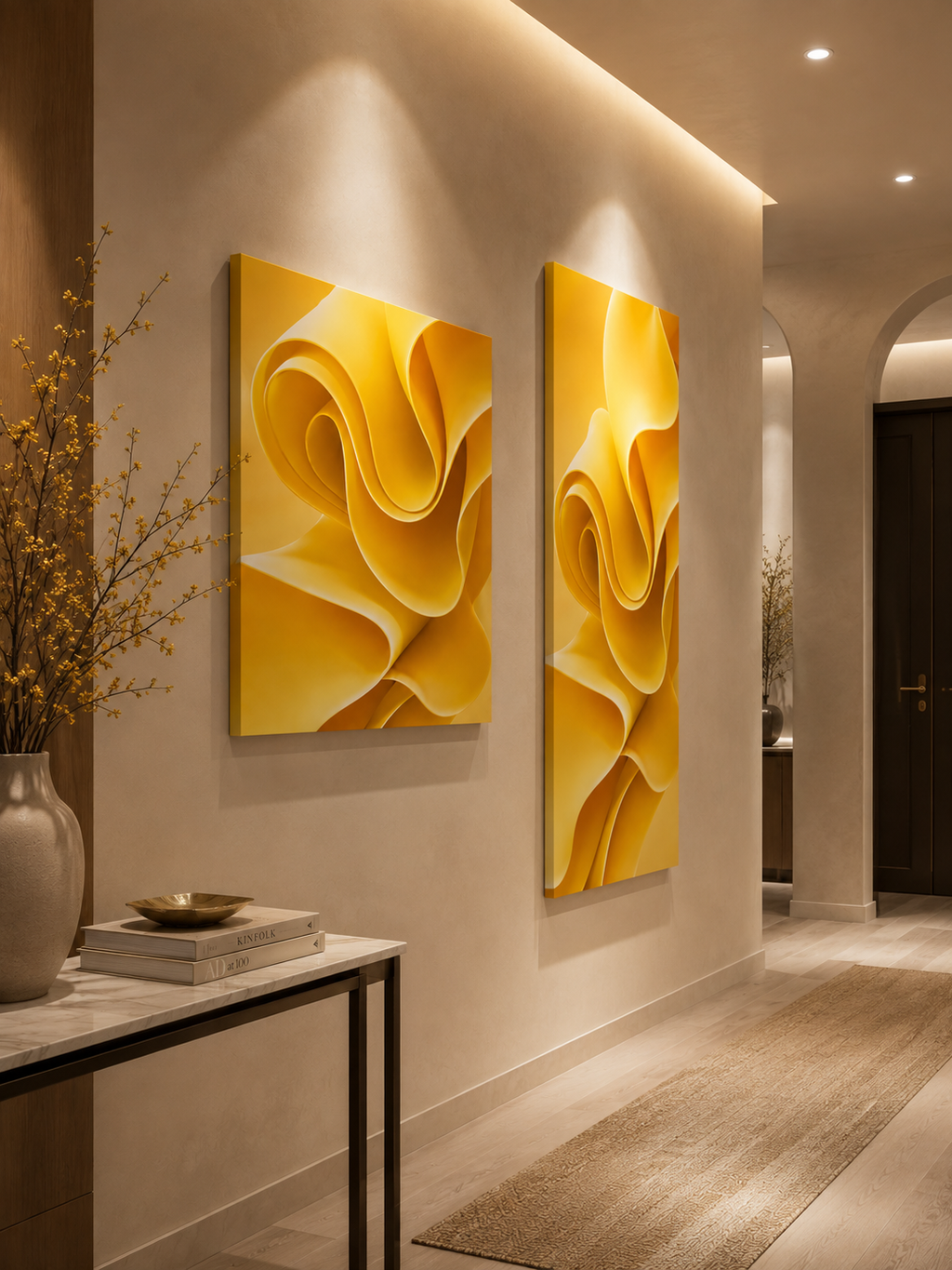 Yellow Abstract Canvas Wall Art | Modern Luxury Wall Decor | Minimalist Canvas Print | Living Room Art | Ready to Hang