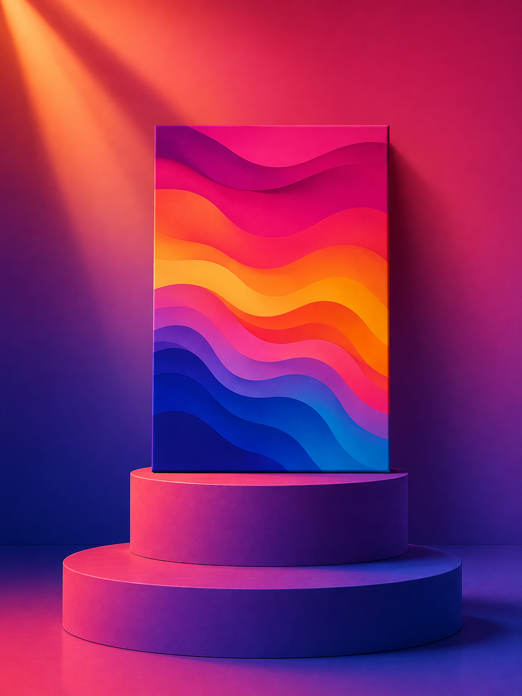 Vibrant Rainbow Wave Canvas Wall Art | Modern Abstract Gradient Matte Canvas Print
