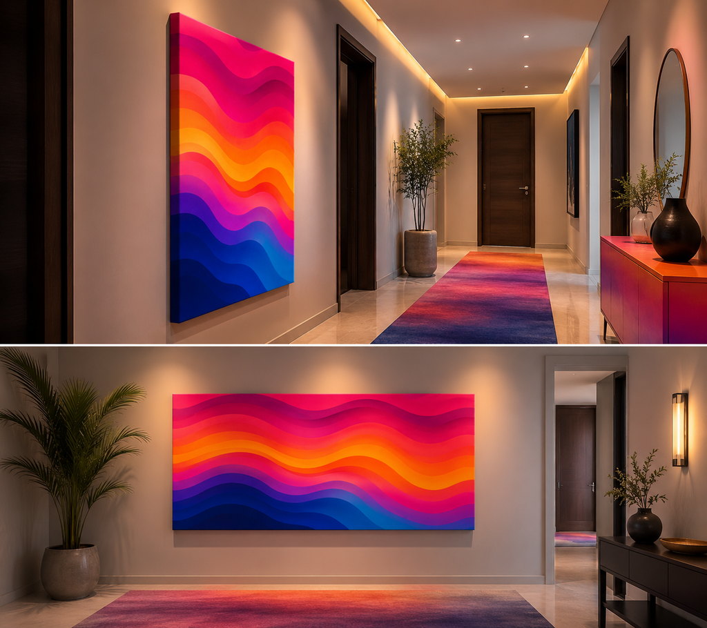 Vibrant Rainbow Wave Canvas Wall Art | Modern Abstract Gradient Matte Canvas Print