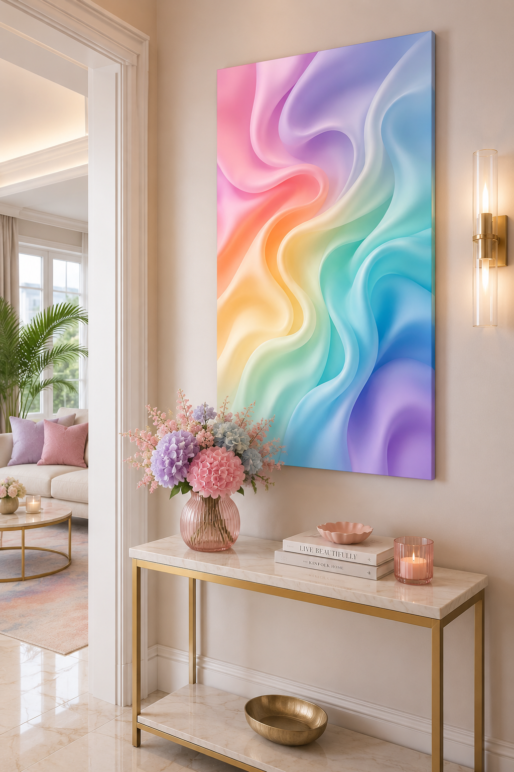 Pastel Dream Waves Canvas Wall Art | Colorful Abstract Matte Canvas Print