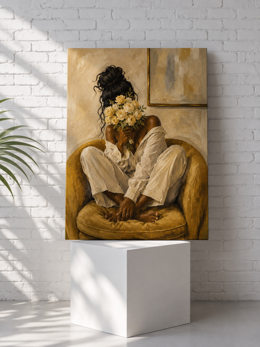 Quiet Bloom Matte Canvas Wall Art — Floral Portrait in Warm Neutral Tones