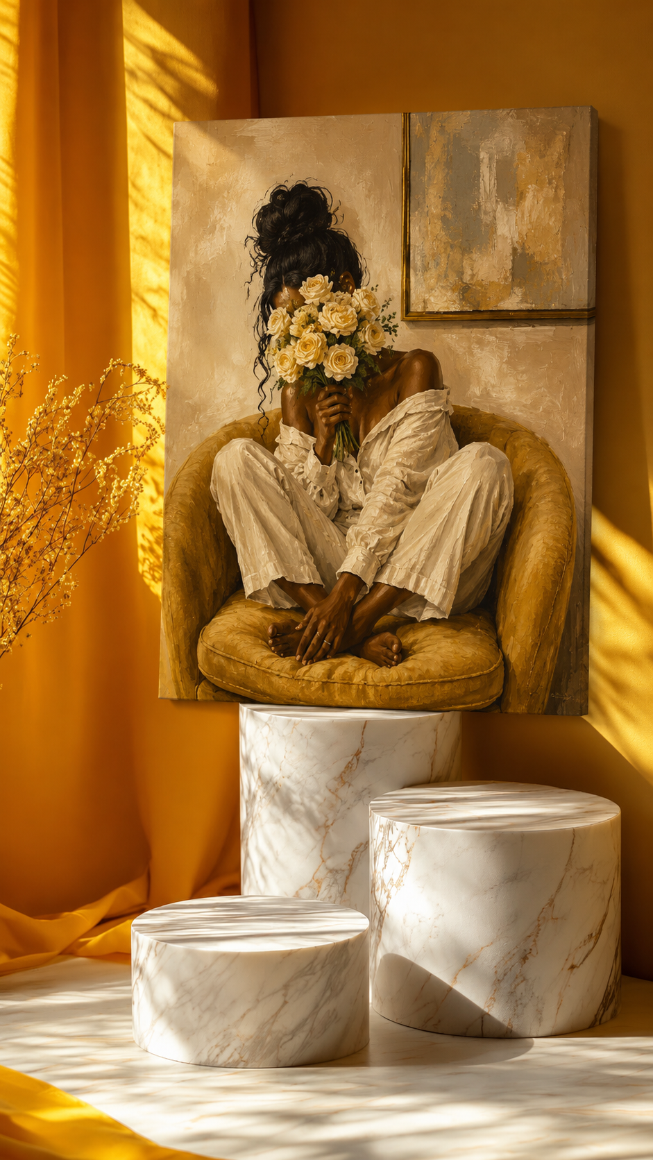 Quiet Bloom Matte Canvas Wall Art — Floral Portrait in Warm Neutral Tones
