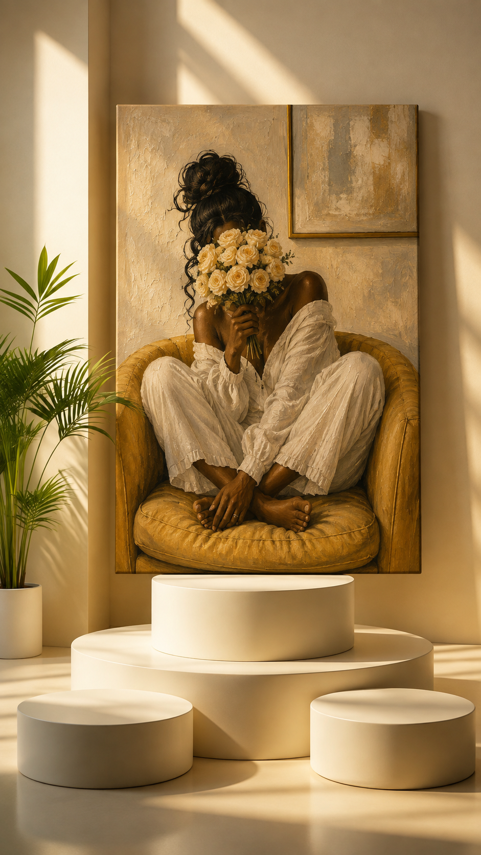 Quiet Bloom Matte Canvas Wall Art — Floral Portrait in Warm Neutral Tones