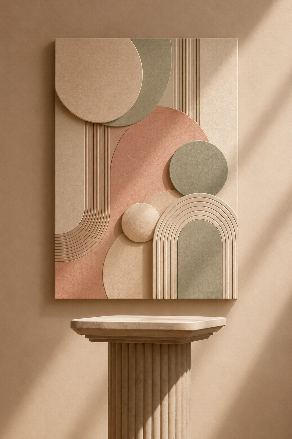 Blush & Sage Harmony Matte Canvas Wall Art — Modern Geometric Neutral Decor