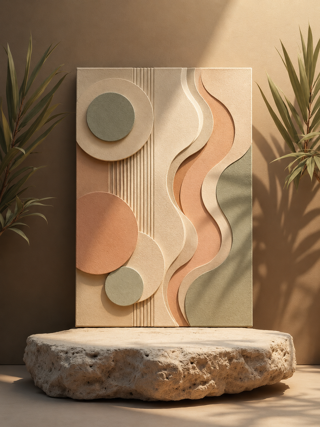 Earthy Flow Abstract Matte Canvas Wall Art — Sage, Terracotta & Cream